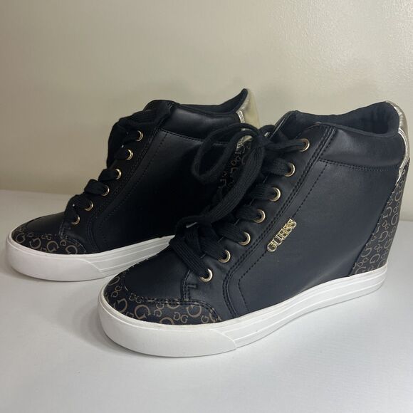 Guess Womens Bending Black Round Toe Lace Up Casual Sneaker Shoes Size 9 M - Picture 2 of 10